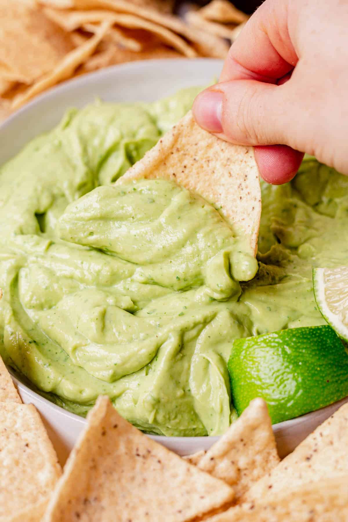avocado dip with chips