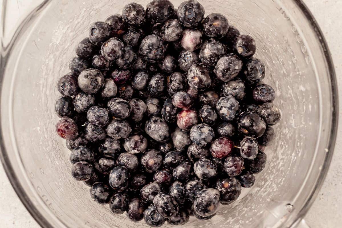 blueberries tossed in sugar and cornstarch