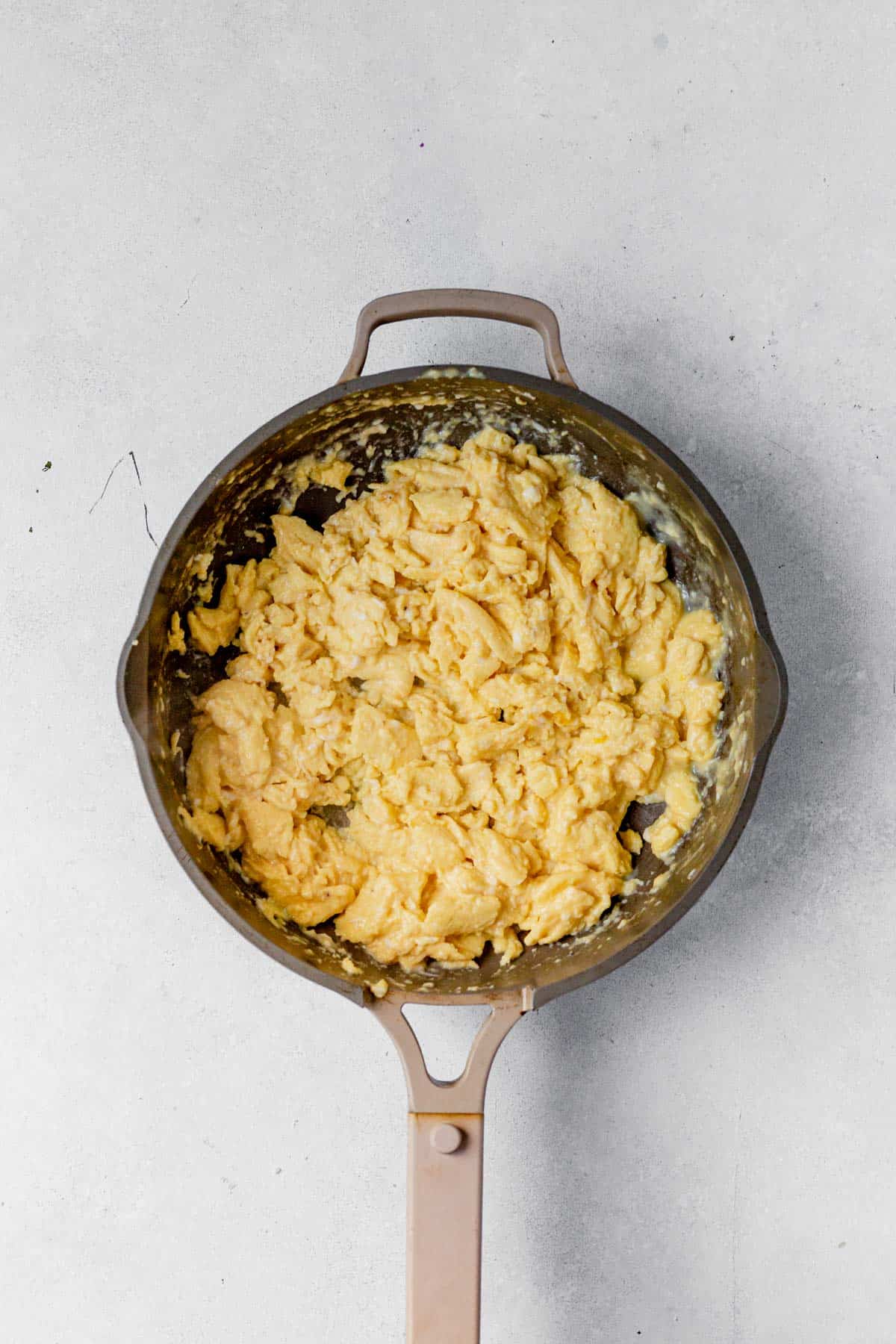 scrambled eggs in a pan