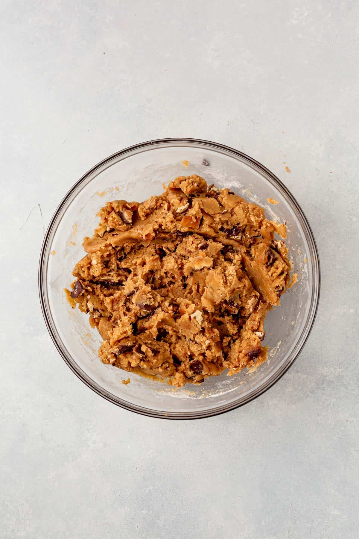brown butter toffee cookie dough in a bowl