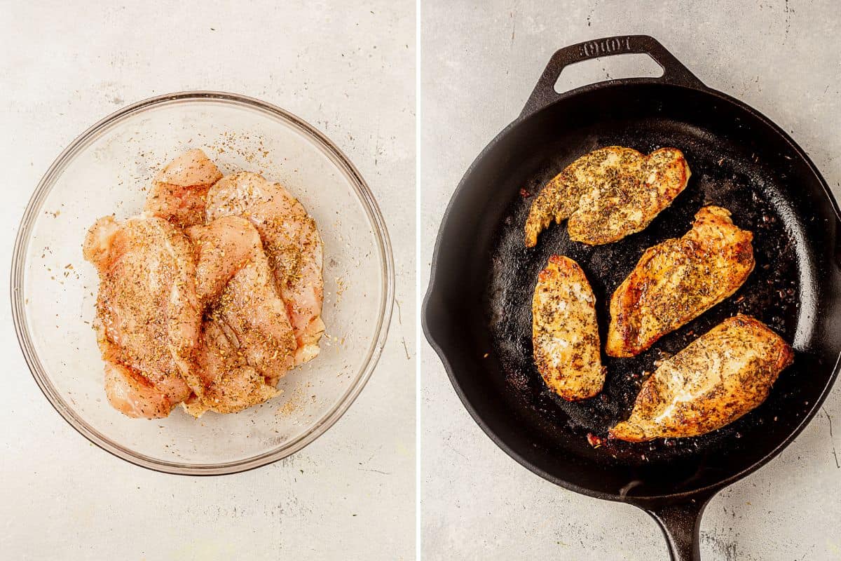 italian chicken seasoned and seared