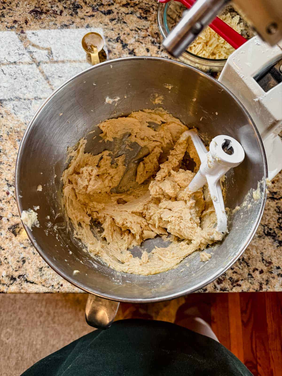 creaming butter and sugar in a stand mixer with the paddle attachment.