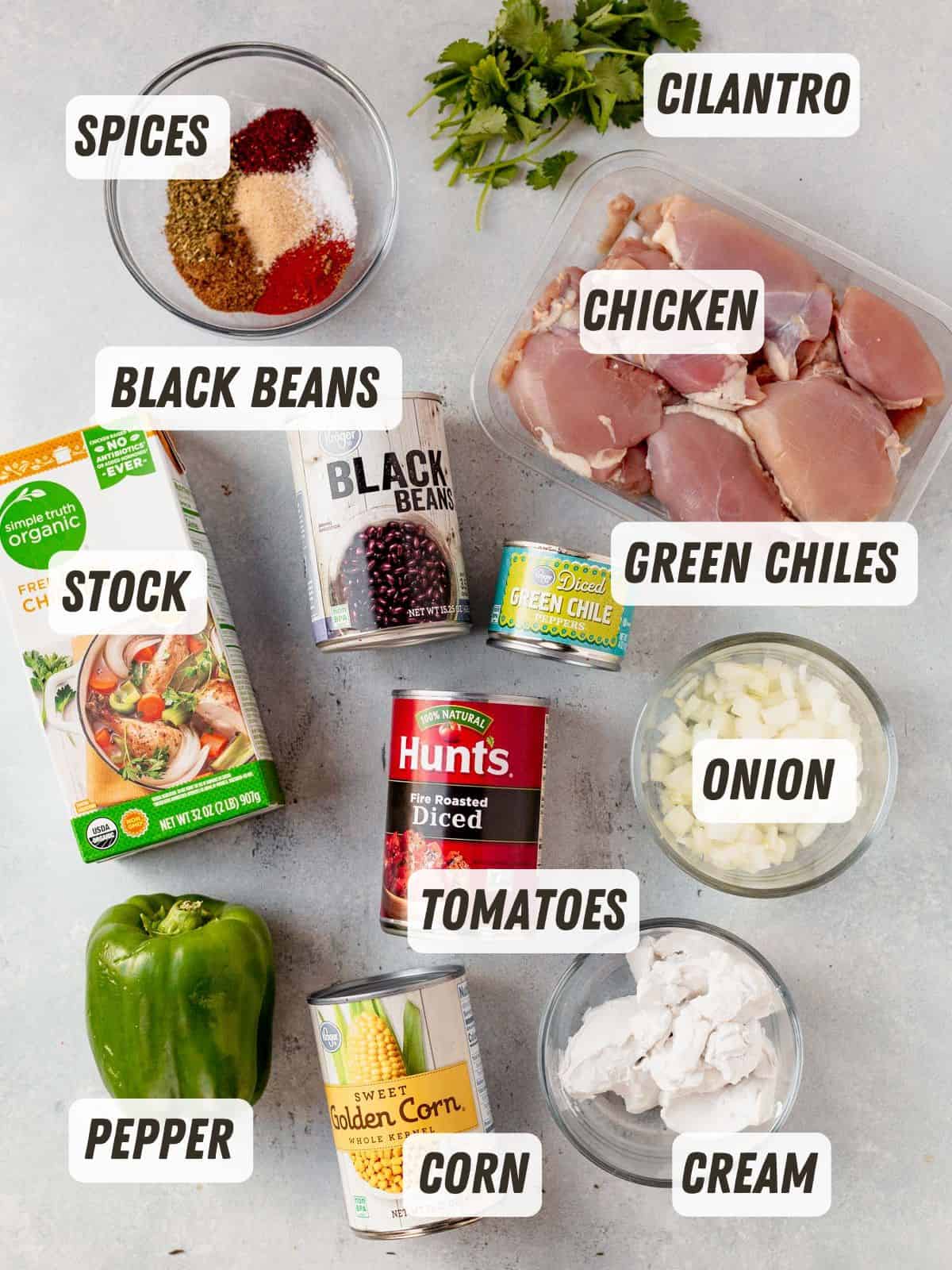 creamy chicken tortilla soup ingredients