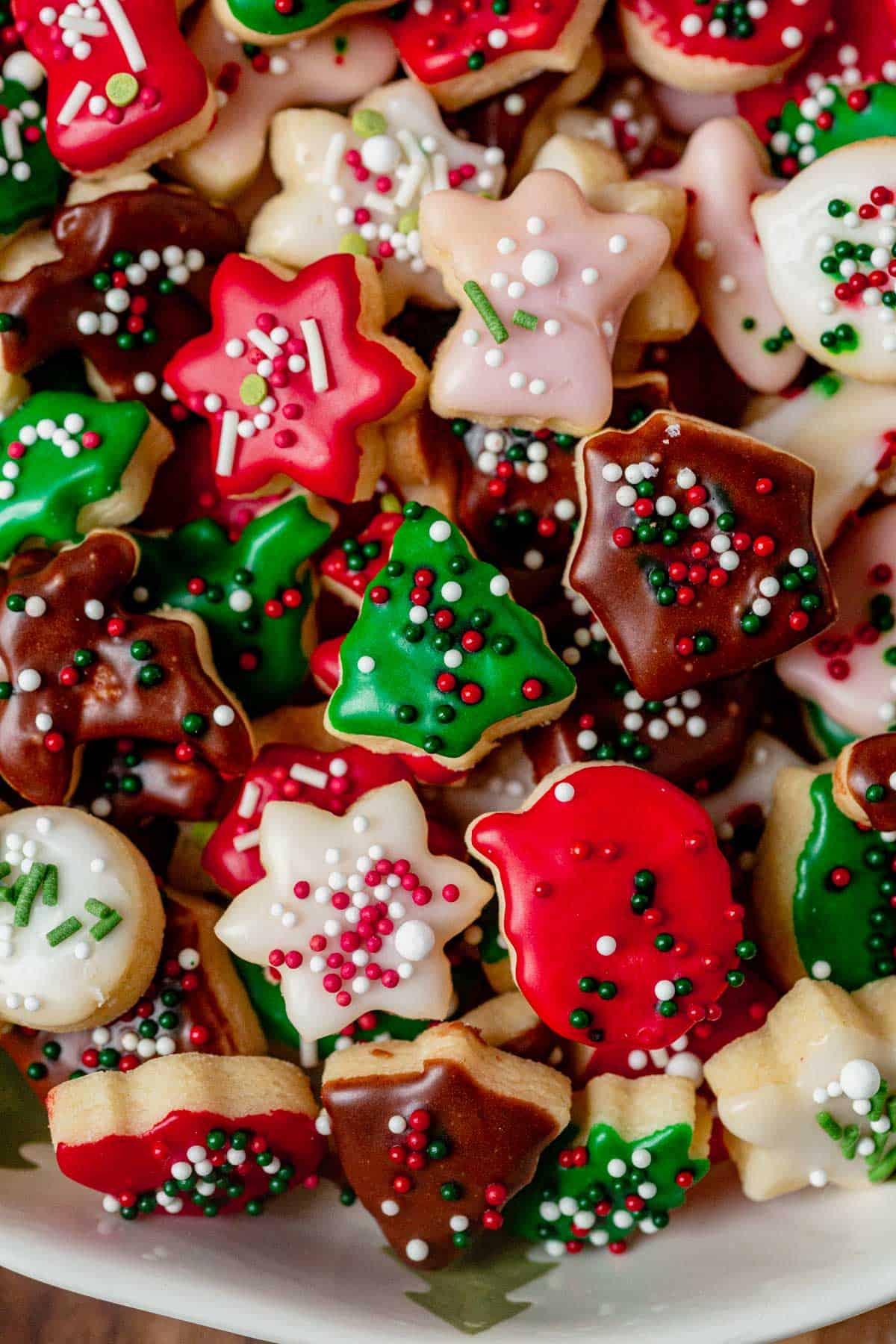mini christmas cookies in a bowl.