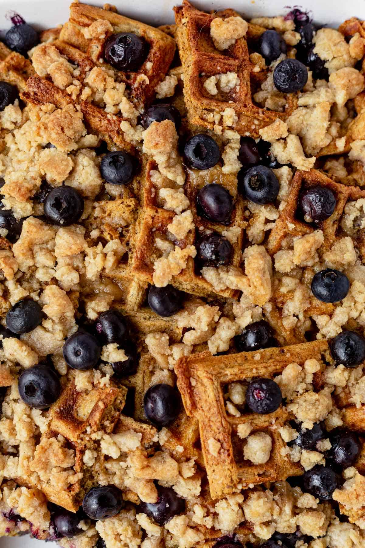 crumble topping on waffle casserole