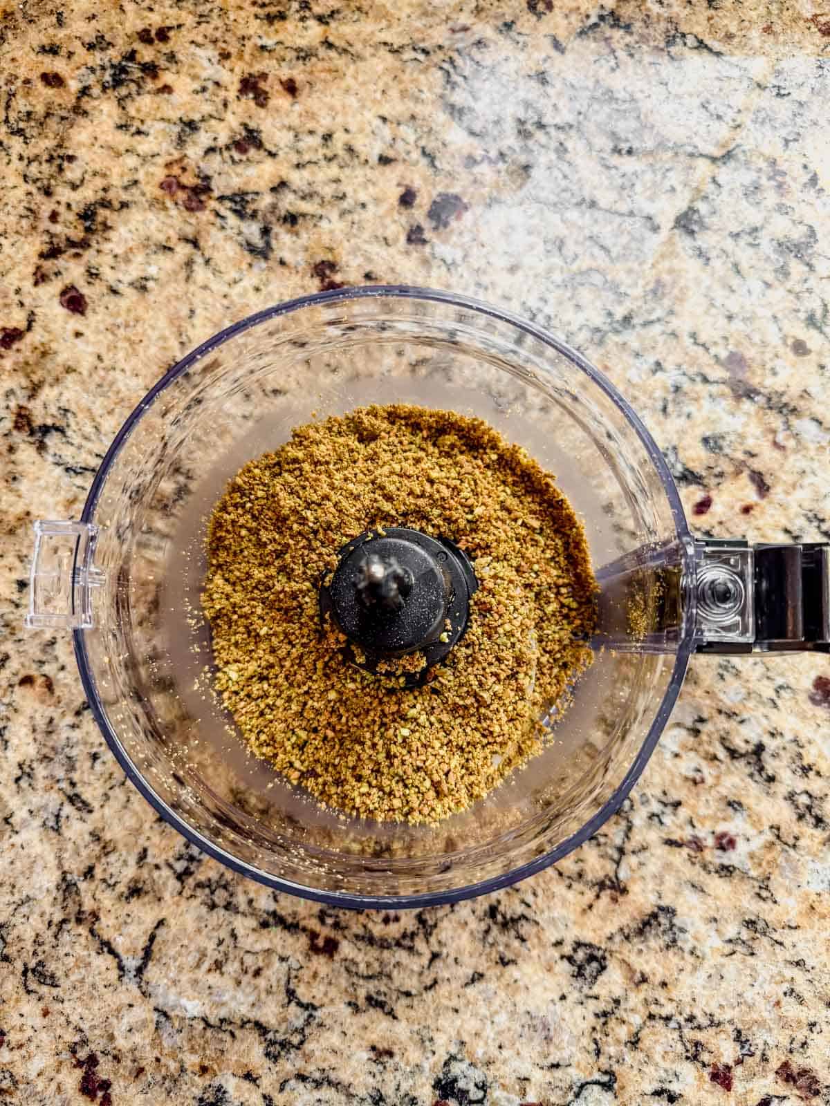 pistachios ground up in a food processor